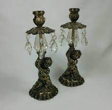 Antique brass cherub candle holder. Vintage Brass Plate Cast Metal Cherub Candle Holders With Etsy Candle Holders Vintage Brass Metal Casting