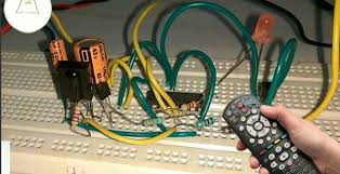 It uses a tsop1738 ir receiver module at the input side to receive the 38 khz frequency ir pulses from the is there any compact circuit diagram which can help to make a remote control switch for controlling fan speed and light using the same circuit? Remote Control Switch Circuit Ir Remote Control On Off Switch Circuit