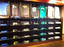 T Shirt Wall Harpoon Brewery Gift Shop Boston Ma Gift Shop Displays Retail Store Design Brewery Gifts