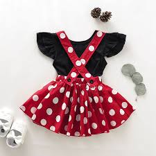 Minnie Mouse Dress For Baby Girls 1 Year Old Mickey Polka Dot Suspender Skirt Set For Toddler Baby Shopee Philippines