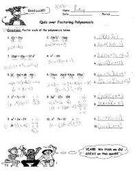 Adding amp subtracting polynomials math lib 3 00 factoring a gcf drag amp drop 2 00. Factoring Polynomials Quiz Worksheets Teaching Resources Tpt