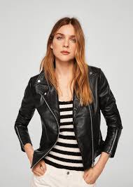 Mango Zipper Leather Biker Jacket Women Coral Red Xxs Leather Jackets Women Womens Biker Jacket Leather Coat Jacket