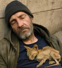 Homeless man and his cat hazel