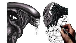 How To Draw Alien Vs Predator | Step By Step | Avp - Youtube