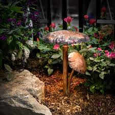 Two Mushroom Caps Copper Led Landscape Light Made In Michigan