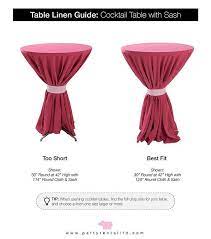 6 x 105, 8ft king's drape: 36 Inches Cocktail Round Table Cloth Cocktail Satin Sash Etsy In 2021 Cocktail Tables Cocktail Table Decor Wedding Table Linens