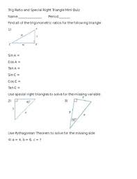 Learn how to find the sine, cosine, and tangent of angles in right triangles. Right Triangle Ratios Quiz Worksheets Teaching Resources Tpt