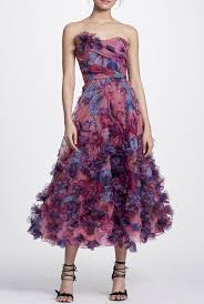 Marchesa Notte Pink Strapless 3d Floral Embroidered Midi Dress Poshare Midi Gowns Occasion Wear Dresses Embroidered Midi Dress