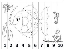 Cizgi Tamamlama Boyama Kesme Sayi Siralama Puzzle Yapboz Preschool Preschool Art Puzzle