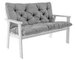 Amazon De Ambientehome Gartenbank 2er Bank Massivholz Holzbank Inkl Kissen Hanko Weiss Gartenbank Holzbank Sitzgruppe