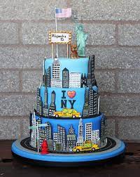 New york cake, with empire state building, crysler tower, statue of liberty, and taxi's! 30 City Cakes Ideas City Cake New York Cake Cake