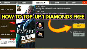 Untuk bisa melakukan top up diamond (dm), kamu harus terlebih dahulu melakukan log in. How To Topup 1 Diamonds In Free Fire How To Claim Rafael Character Free Youtube