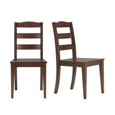 The set includes two chairs perfect for revamping your. Stylewell Walnut Finish Dining Chair With Ladder Back Set Of 2 17 72 In W X 36 77 In H Szp006 5 The Home Depot In 2021 Metal Dining Chairs Farmhouse Dining Chairs Unfinished Wood Chairs