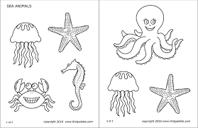 Sea Animals Free Printable Templates Coloring Pages Firstpalette Com Fun Crafts Sea Animals Animal Printables
