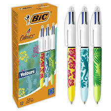 Une étude avancée de la des encres aux couleurs éclatantes. Bic 4 Couleurs Velours 12 Stylos A Bille 4 Couleurs Corps Assortis Motif Jungle Pas Cher Bureau Vallee