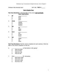 Fundamentals Of English Grammar 3rd Ed Chapter 4 Test Chapter 4 Worksheet For 4th 5th Grade Lesson Planet