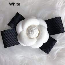 White Camellia Brooch Camellia Pin 2 Way Brooch Flower Brooch Pink Camellia Gray Camellia Black Ribbon Brooch Indi Pi White Camellia Black Ribbon Flower Brooch