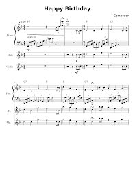 Download and print top quality happy birthday sheet music for two violins with mp3 music accompaniment tracks. Happy Birthday Sheet Music For Piano Violin Flute Mixed Trio Musescore Com
