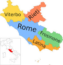 Rome is more or less in the middle of the region but lazio (latium) has numerous other attractions and would well repay a visit even if rome did not exist. File Map Of Region Of Lazio Italy With Provinces En Svg Wikipedia