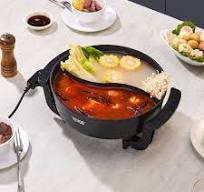 SKYSHALO Electric Hot Pot 1360W 5L 109.5 Double-Flavor Shabu with Divider  Glass Lid Temp Control 6-10 Electric Skillet Black DGNH2400W110VQVVFV1-0807