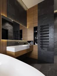 Wc Wie Hotel Mit Holz Und Dunklen Fliesen Dekoriert Interieur Ja Bathroomsinks Dekoriert Dunk Modern Bathroom Modern Bathroom Design Bathroom Design