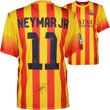The jersey features a unique mashup of the senyera flag as well as the trademark claret and blue colours of barcelona. Neymar Barcelona Jersey