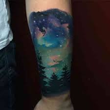 40 Stunning Nature Inspired Tattoo Ideas For You To Get If You Love The Outdoors Traveling Sky Tattoo Night Sky Tattoo Sky Tattoos
