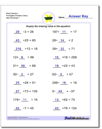 Mixed Operation Pre Algebra Problems Algebra Worksheets Pre Algebra Algebra Problems