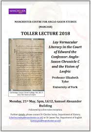 If by any chance you spot an inappropriate comment while navigating through our website please use this form to let us know, and we'll take care of it shortly. Mancass On Twitter This Year S Toller Lecture Is Coming Up On Monday 21 May Featuring Professor Elizabeth Tyler York On Lay Vernacular Literacy In The Court Of Edward The Confessor Anglo Saxon Chronicle