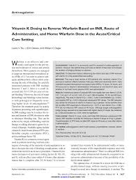 Pdf Vitamin K Dosing To Reverse Warfarin Based On Inr