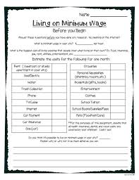 Living On Minimum Wage A Real World Project Minimum Wage Wage High School Project