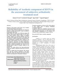 University of iowa, iowa city1988. Reliability Of Aesthetic Component Of Iotn In The Ispcd Org