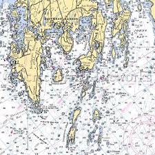 Maine Boothbay Harbor Nautical Chart Decor