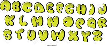 Orange you glad for quizzes? Hand Drawn Graffiti Alphabet Letters In Bubble Style Royalty Free Cliparts Vectors And Stock Illustration Image 96854940