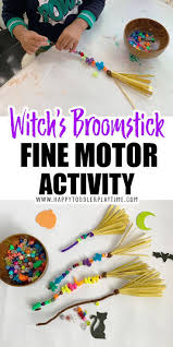 Witch S Broomstick Fine Motor Activity Happy Toddler Playtime In 2020 Halloween Preschool Halloween Activities Halloween Lesson