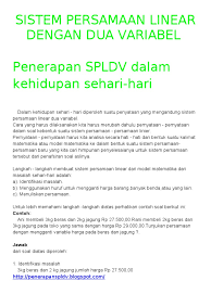 Maybe you would like to learn more about one of these? Sistem Persamaan Linear Dengan Dua Variabel