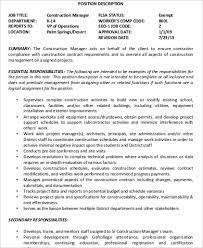 Job description bonewitz project llc senior construction project manager bonewitz project llc is a start‐to‐finish project management consulting firm specializing in commercial projects in the pacific northwest. Free 10 Construction Manager Job Description Samples In Ms Word Pdf