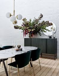 Black And Gold Marble Dining Table Green Sideboard Round Mirror Modern Gold White Lighting Marble Dining Table Emerald Chair Dining Room Table Decor Round Dining Room Dining Table Marble