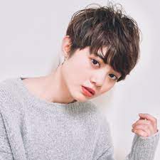 面長顔を似合わせショートで小顔に ハンサム 大人可愛いヘアカタログ hair ショートヘア パーマ アジア風ヘアカット
