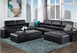 Lozano Black 5 Pc Sectional Living Room Living Room Sectional Living Room Leather Leather Sectional