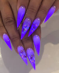 Black And Blue Ombre Stiletto Nails Maja Like Maya Stark On Instagram Sculpted Stiletto Nails By Majadoesnails Ombre Glow In The Da Purple Acrylic Nails Acrylic Nails Stiletto Glow Nails