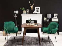 Set Of 2 Velvet Dining Chairs Emerald Green Wellston Beliani Co Uk Green Dining Room Dining Chairs Green Dining Chairs