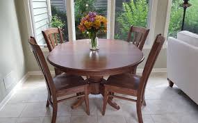 The base sizes available are 42 or 48 x 60, 42 or 48 x 66 and 42 or 48 x 72 before any leaves are added. Expandable Pedestal Table Paired With Modern Chairs Countryside Amish Furniture