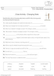 Primaryleap Co Uk Cloze Activity Changing State Worksheet Matter Worksheets Cloze Activity States Of Matter Worksheet