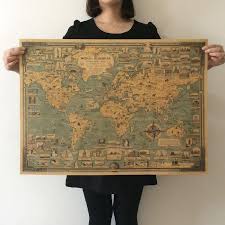Farklı ölçü seçenekleri ve duvar ölçünüze özel üretim. ã Vintage Dunya Haritasi Buyuk Yapi Retro Haritalar Kraft Kagit Afis Boya Eski Duvar Sticker Sanat El Sanatlari Haritalari Bar Cafe Dekor 67x51 Cm W1000