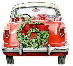 Wreath Car Christmas Watercolor Watercolor Christmas Cards Christmas Car