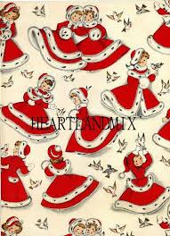 Free printable christmas stationery with matching envelopes. Vintage Holiday Merry Christmas Wrapping Paper Digital Image Etsy