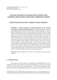 Muscel, covurluihi, boto,.zani ~i prahova. Pdf Natural Dynamics Of Urban Population In The Eastern Carpathians In The Post Communist Period
