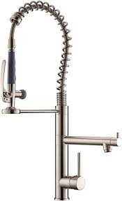 Check spelling or type a new query. Commercial Kitchen Faucet With Pull Down Sprayer Modern Single Handle High Arch Pre Rinse Spring Kitchen Sink Faucet Brushed Nickel Amazon Com
