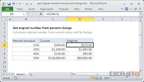 This excel statistics series of video shows how to calculate proportions and percentages in to make a formula for a percentage, you need to first make a formula to calculate the total sum of. Excel Formula Get Original Number From Percent Change Exceljet
